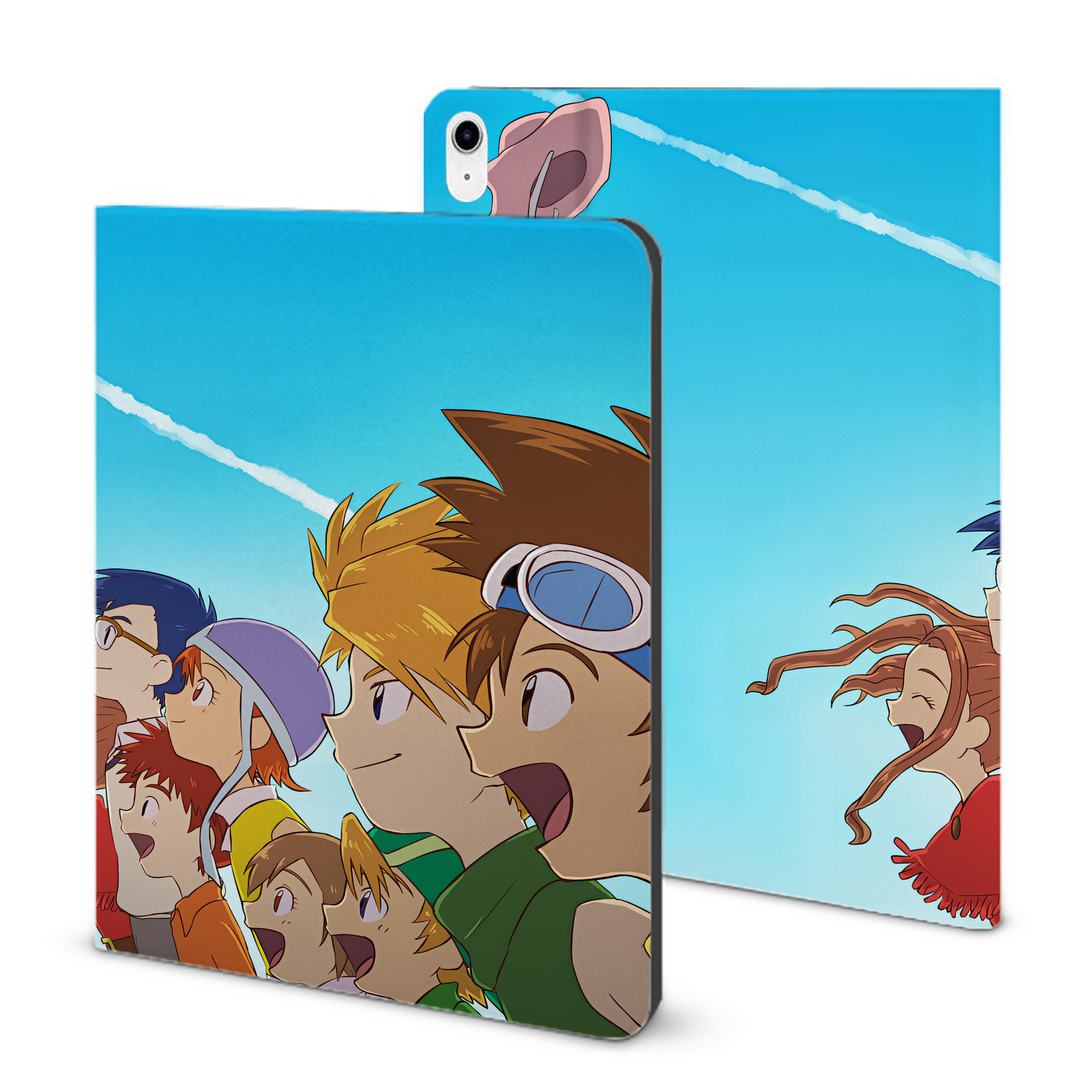 （画像用） Digimon デジタルモンスター/デジモン IPad ケース ブック型 PUレザー TPU 耐衝撃 軽量 薄型 ペン収納なし 全面保護 IPad 各モデル対応